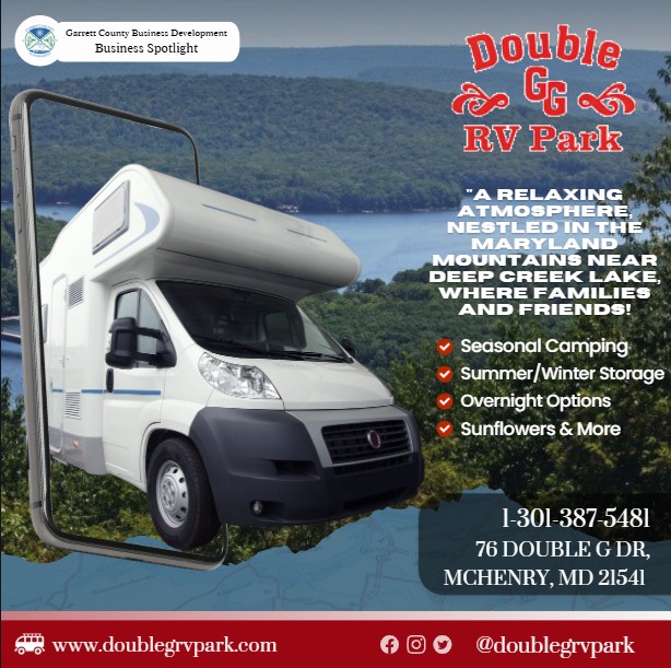 Today's Business Spotlight 🚎 is on Double G RV Park!
Visit them at Double G RV Park , or www.doublegrvpark.com
Follow us to see more daily Garrett County Business Spotlights!
If you are interested in having your business featured contact Connor Norman at cnorman@garrettcounty.org. #businessdevelopment #garrettcountymd